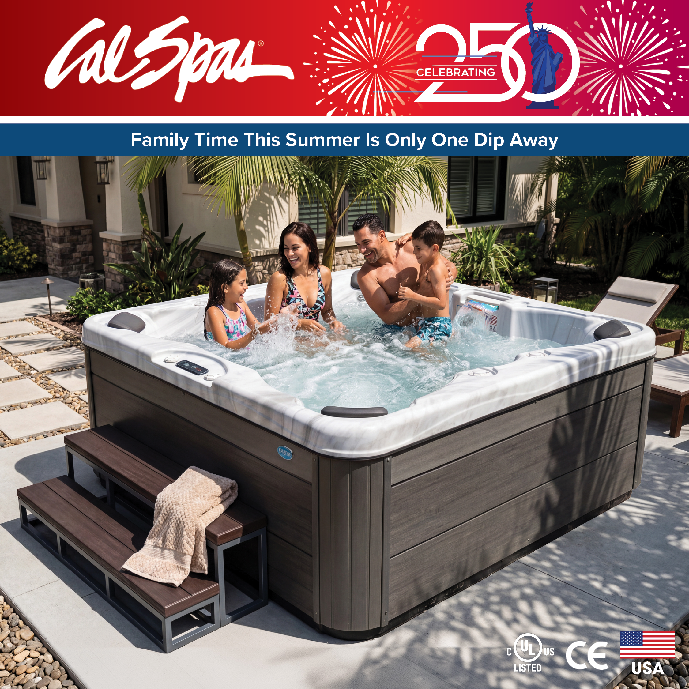 Calspas hot tub being used in a family setting - Farmington Hills